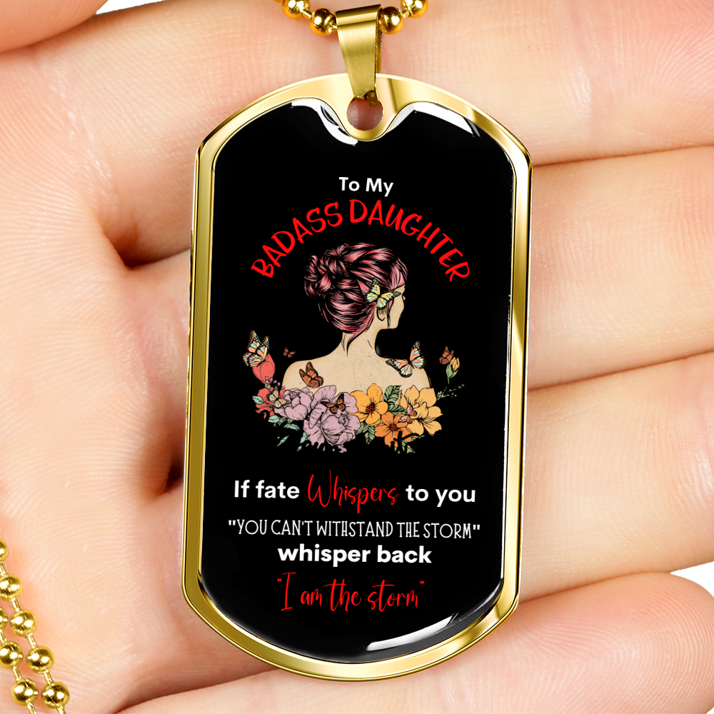 Badass Daughter Dog Tag Blk
