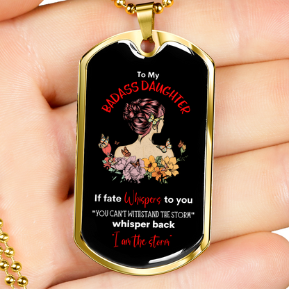 Badass Daughter Dog Tag Blk