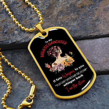 Badass Daughter Dog Tag Blk