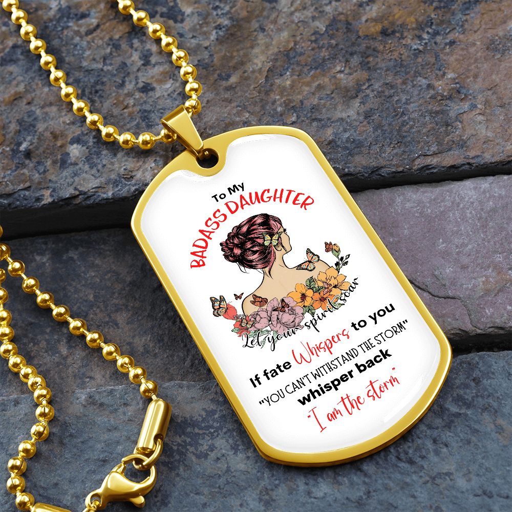 Badass Daughter Dog Tag Necklace