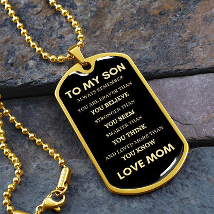 Son Always Mom Dog Tag Necklace
