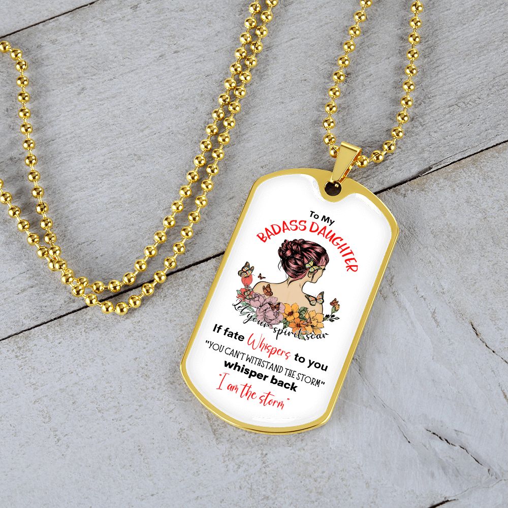 Badass Daughter Dog Tag Necklace
