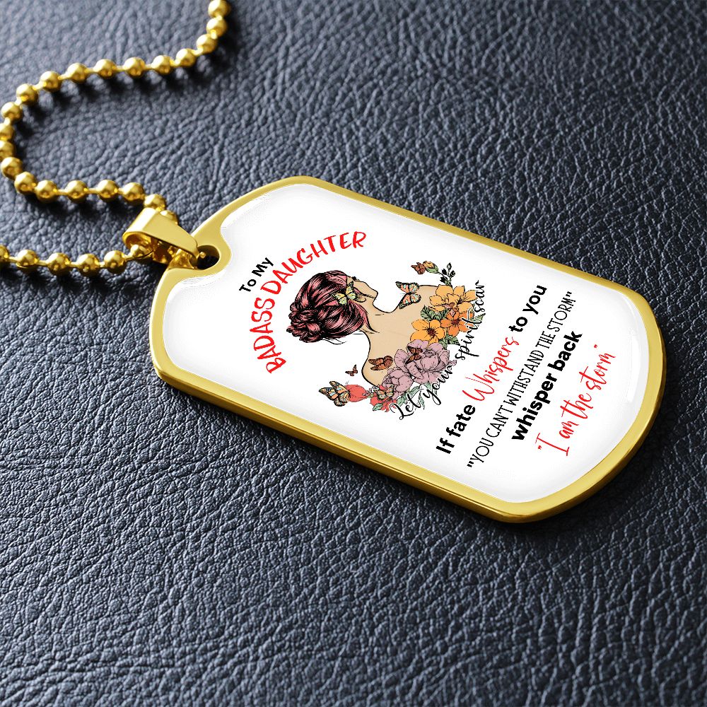 Badass Daughter Dog Tag Necklace