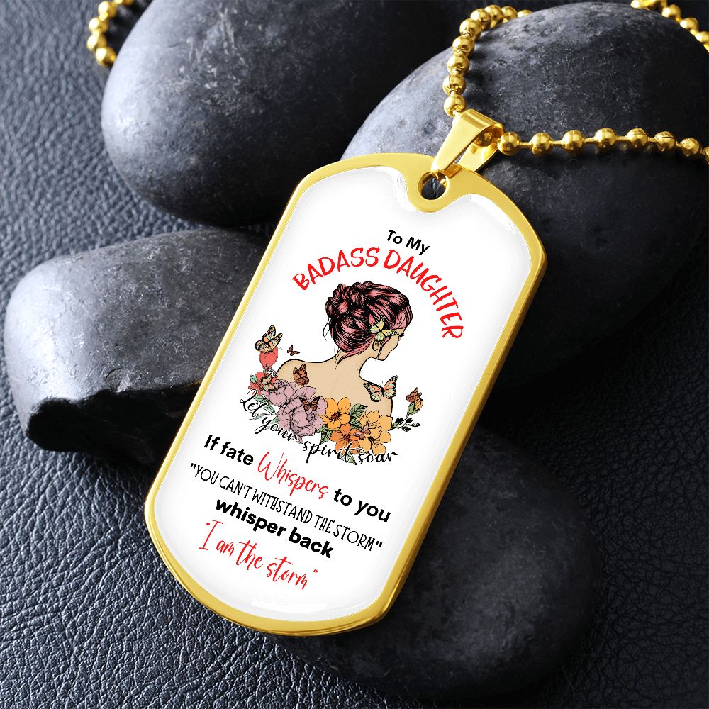 Badass Daughter Dog Tag Necklace