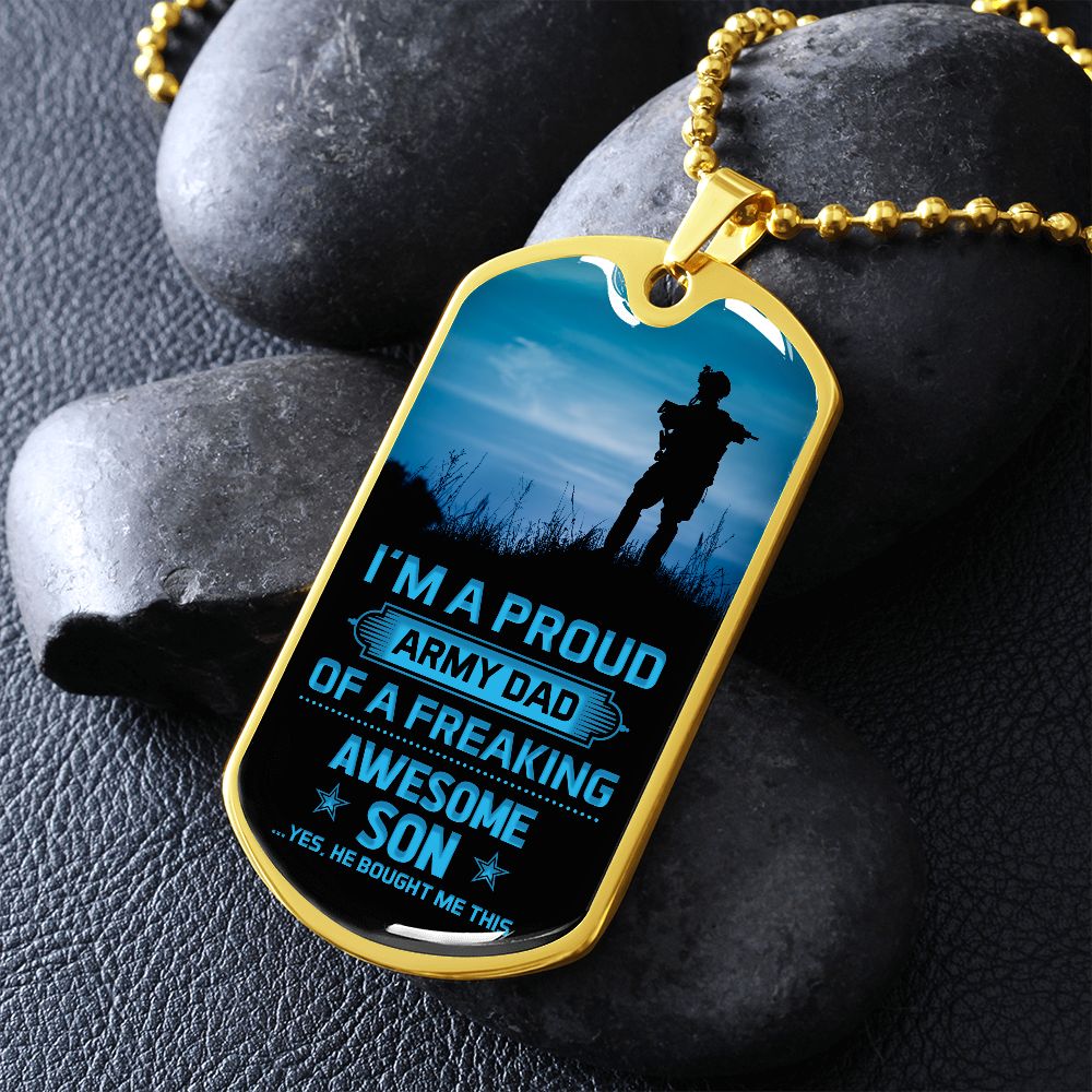 Proud Army Dad Dog Tag Ball Chain