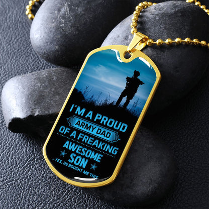 Proud Army Dad Dog Tag Ball Chain