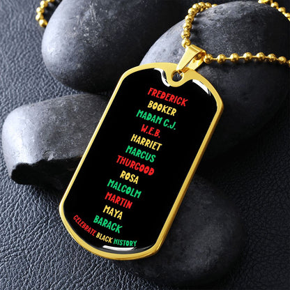 CELEBRATE BLACK HISTORY DOGTAG BALL CHAIN