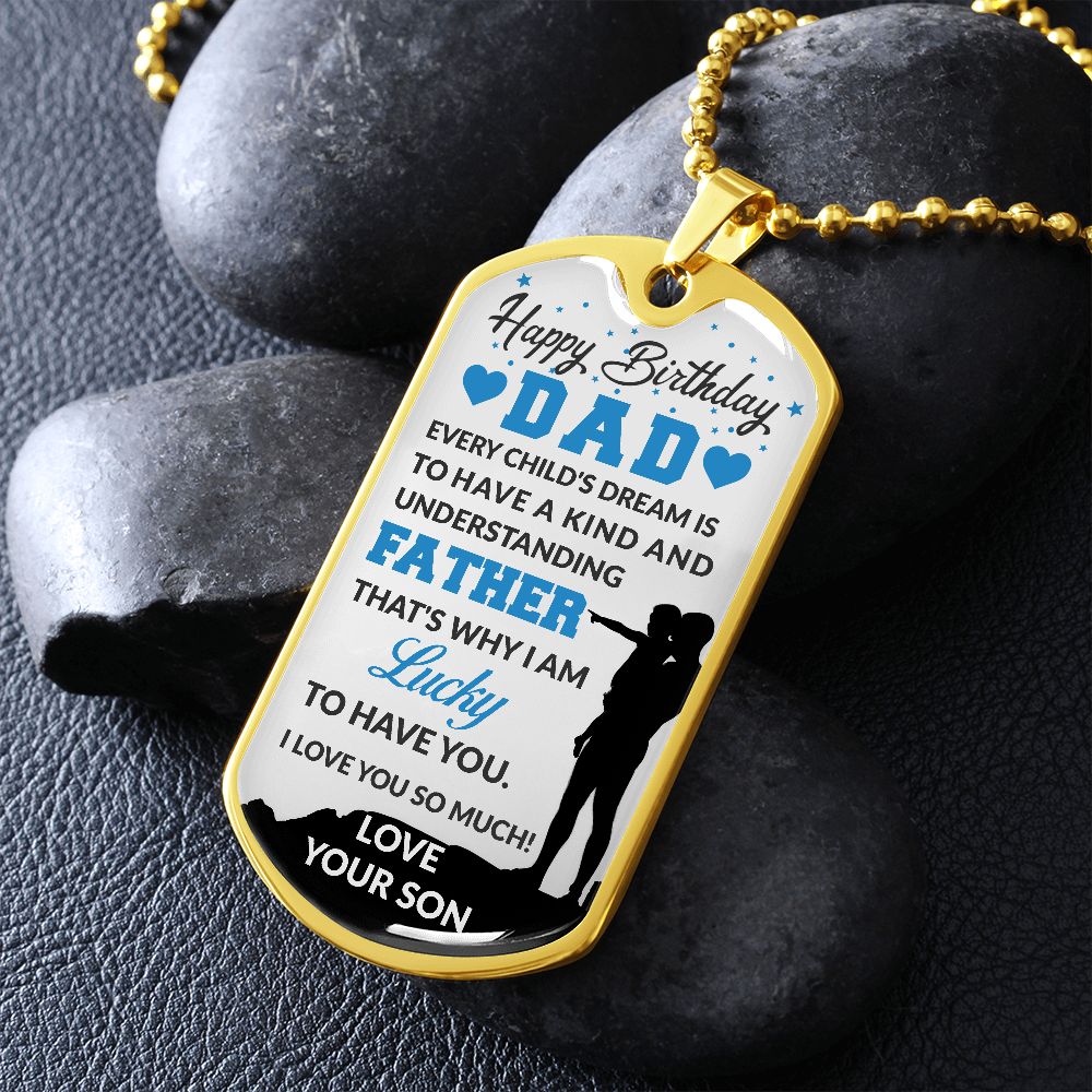 Happy Birthday Dad Son Dog Tag Ball Chain