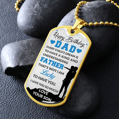 Happy Birthday Dad Son Dog Tag Ball Chain