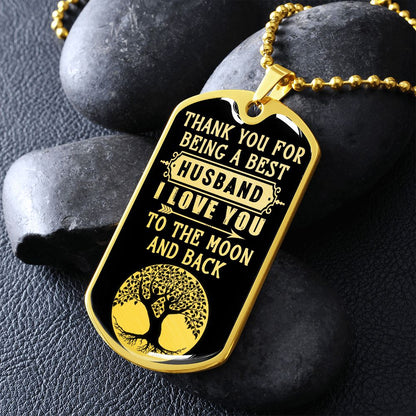 Best Husband Moon Dog Tag Ball Chain