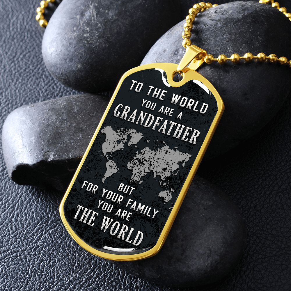 Grandfather The World Dog Tag Ball Chain