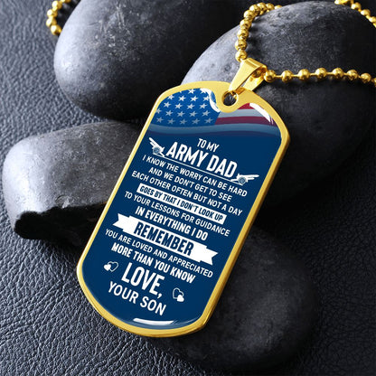 Army Dad Worry Dog Tag Ball Chain
