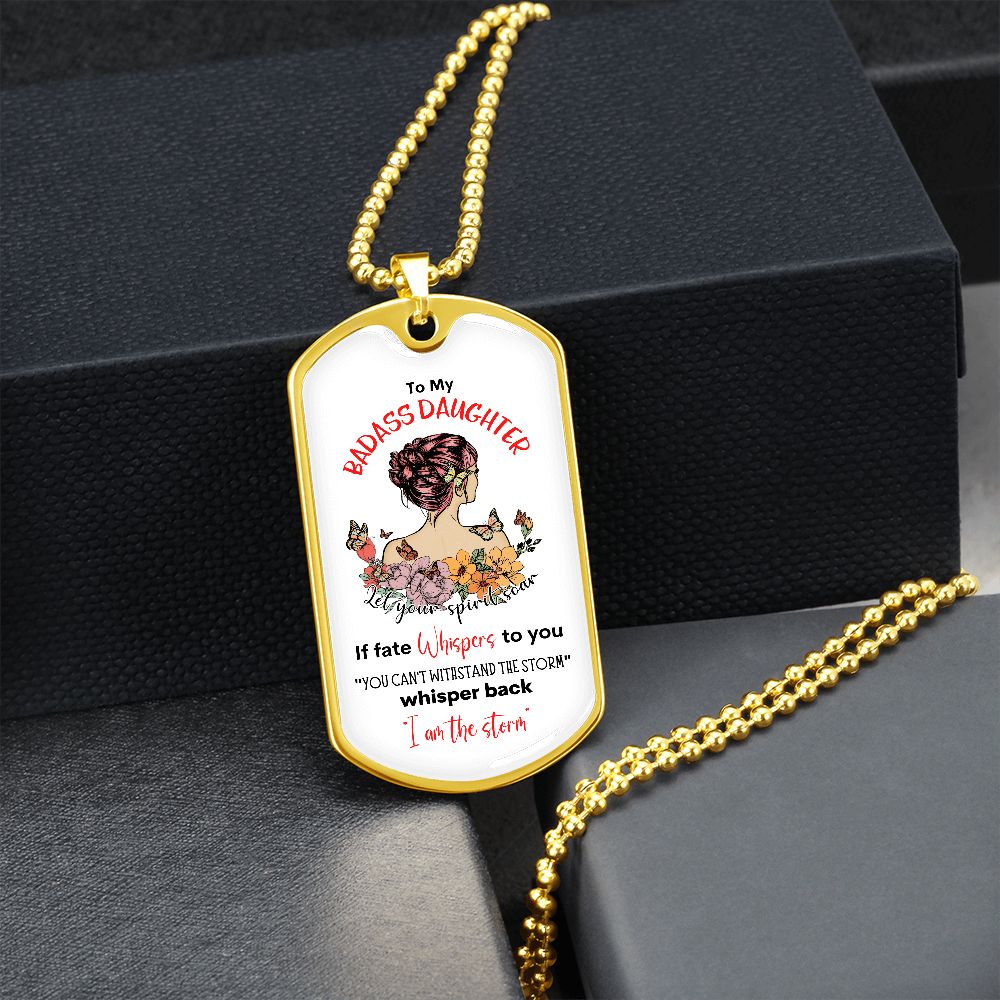 Badass Daughter Dog Tag Necklace