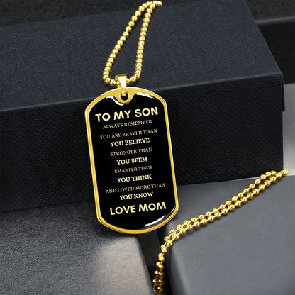Son Always Mom Dog Tag Necklace