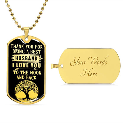 Best Husband Moon Dog Tag Ball Chain