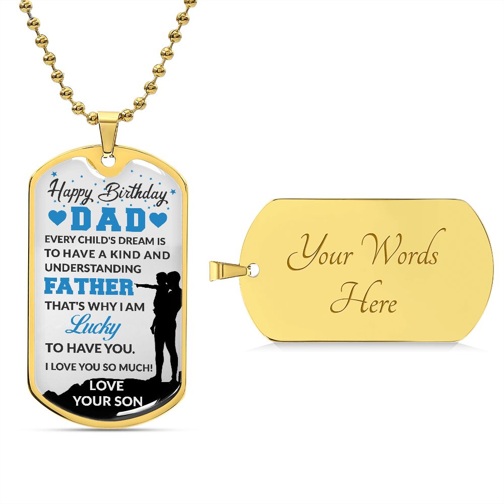 Happy Birthday Dad Son Dog Tag Ball Chain