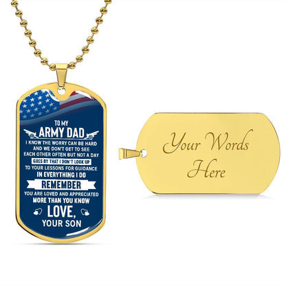 Army Dad Worry Dog Tag Ball Chain