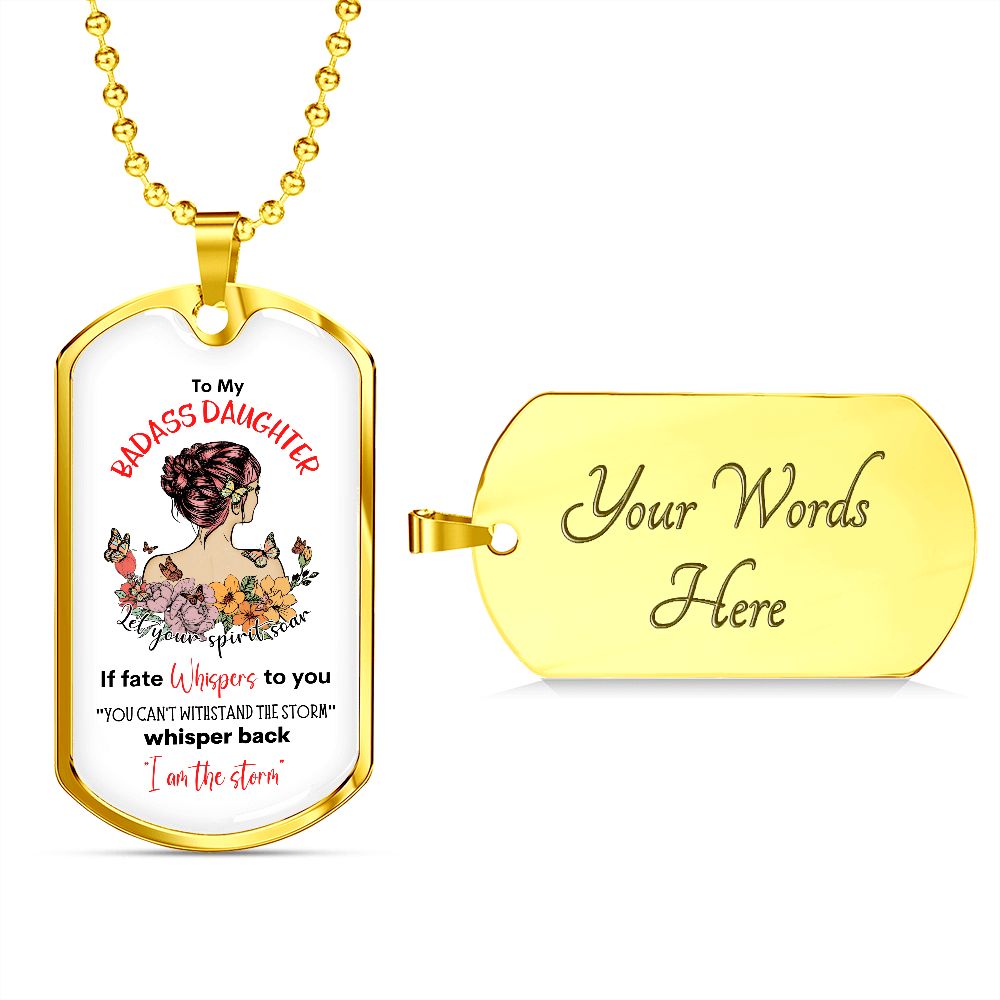 Badass Daughter Dog Tag Necklace
