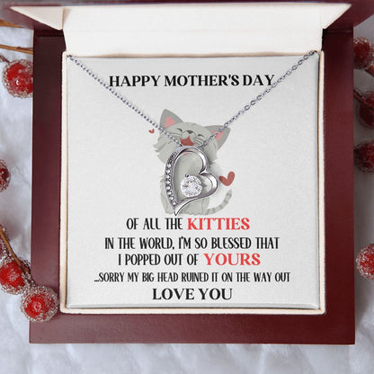 Mother's Day Your Kitty Grey Hearts Forever Love Necklace