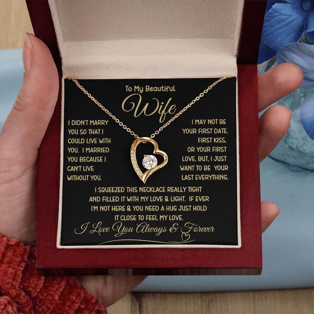 Beautiful Wife Can't Live Without You Forever Love Necklace