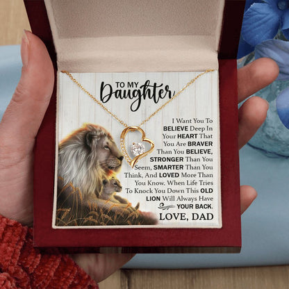 Daughter Dad Old Lion Believe Forever Love Necklace