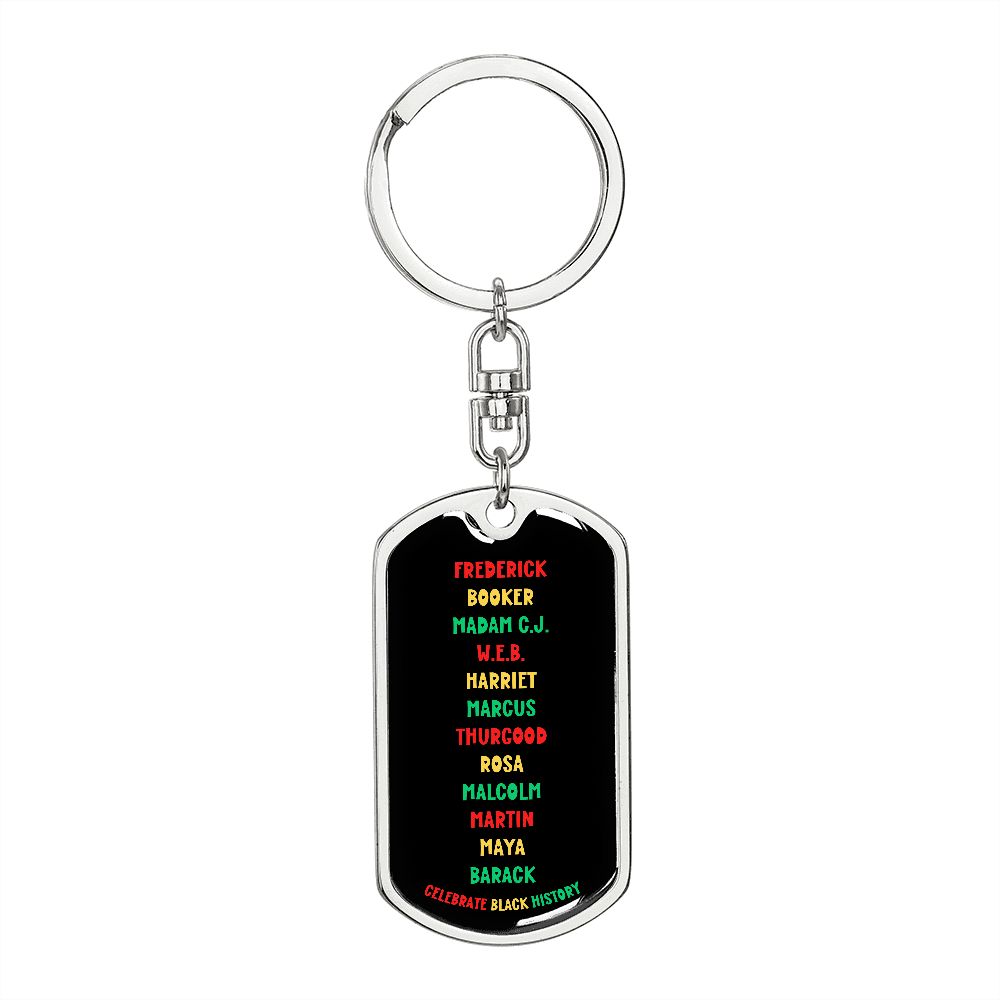 CELEBRATE BLACK HISTORY DOGTAG SWIVEL KEY CHAIN