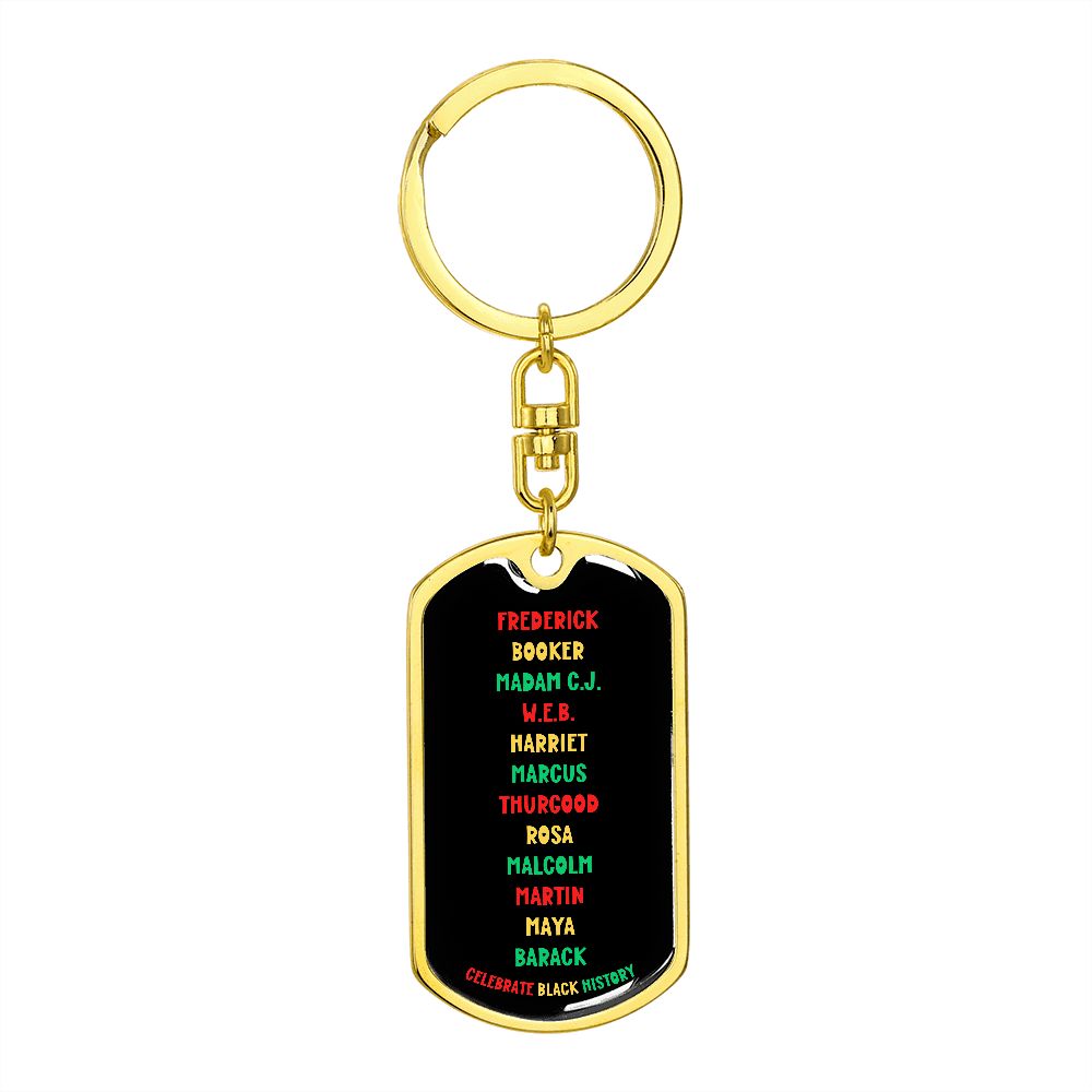 CELEBRATE BLACK HISTORY DOGTAG SWIVEL KEY CHAIN