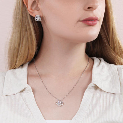 Soulmate Essence Red/ Love Knot Earring & Necklace Set