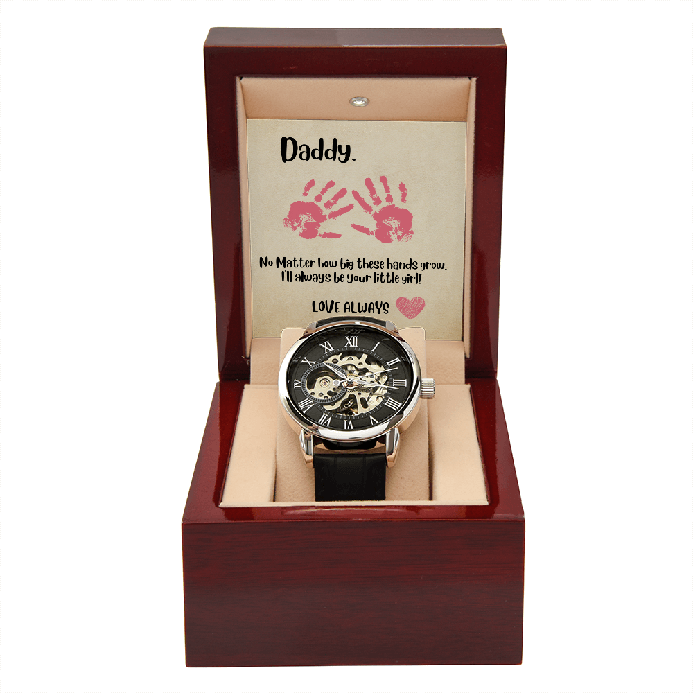 Daddy Pink Hands/ Men's Openwork Watch
