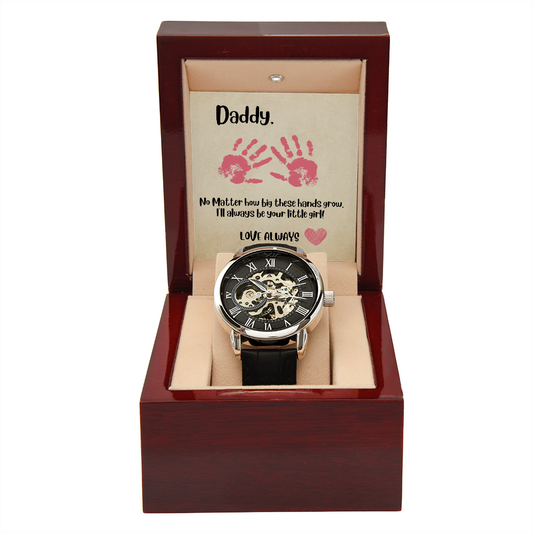 Daddy Pink Hands/ Men's Openwork Watch