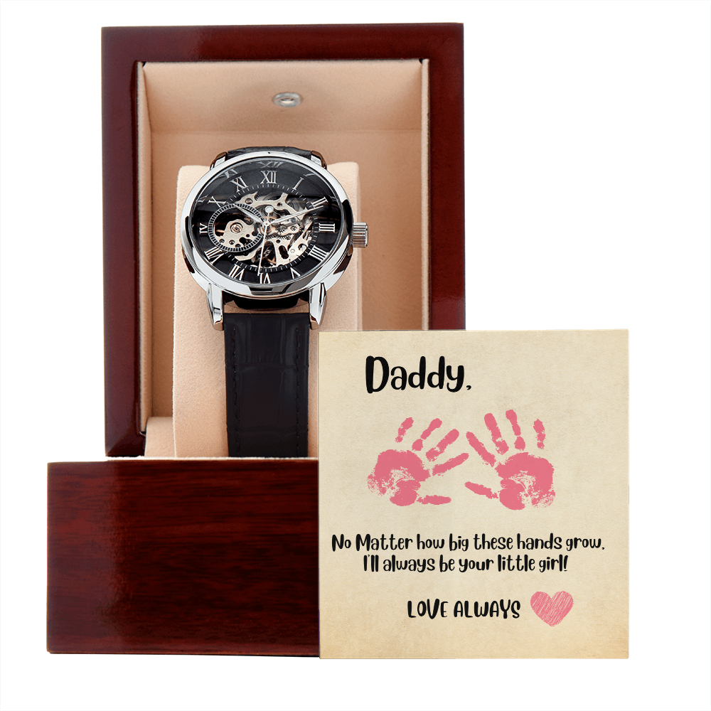 Daddy Pink Hands/ Men's Openwork Watch