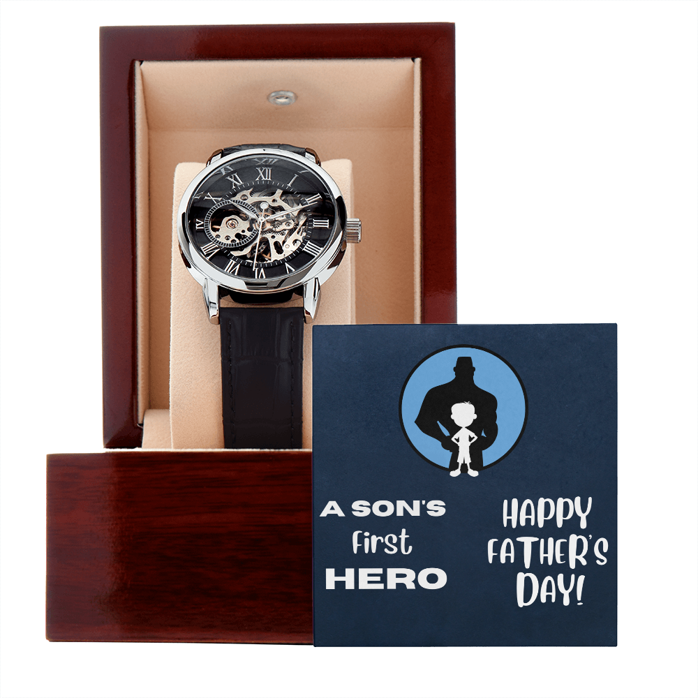A Son's First Hero / Men's Openwork Watch