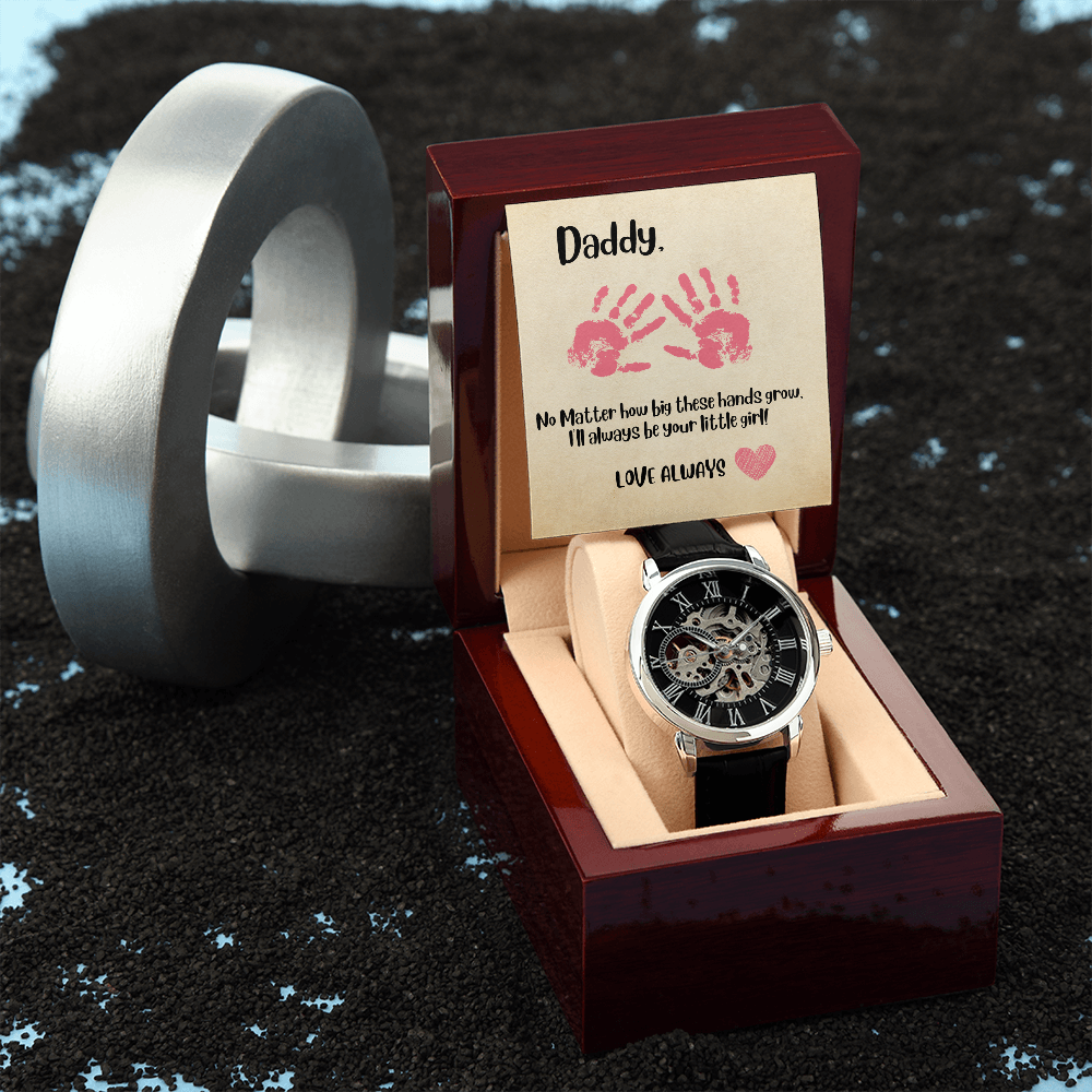 Daddy Pink Hands/ Men's Openwork Watch