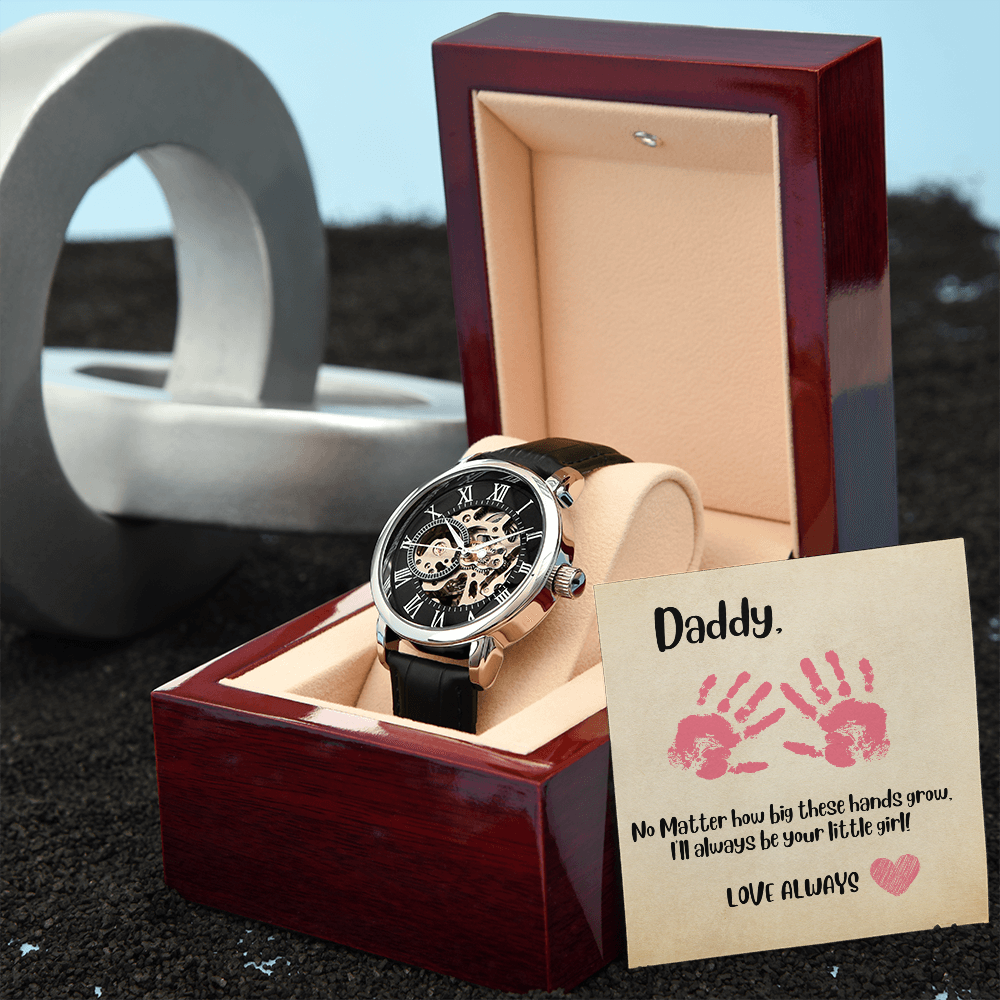 Daddy Pink Hands/ Men's Openwork Watch