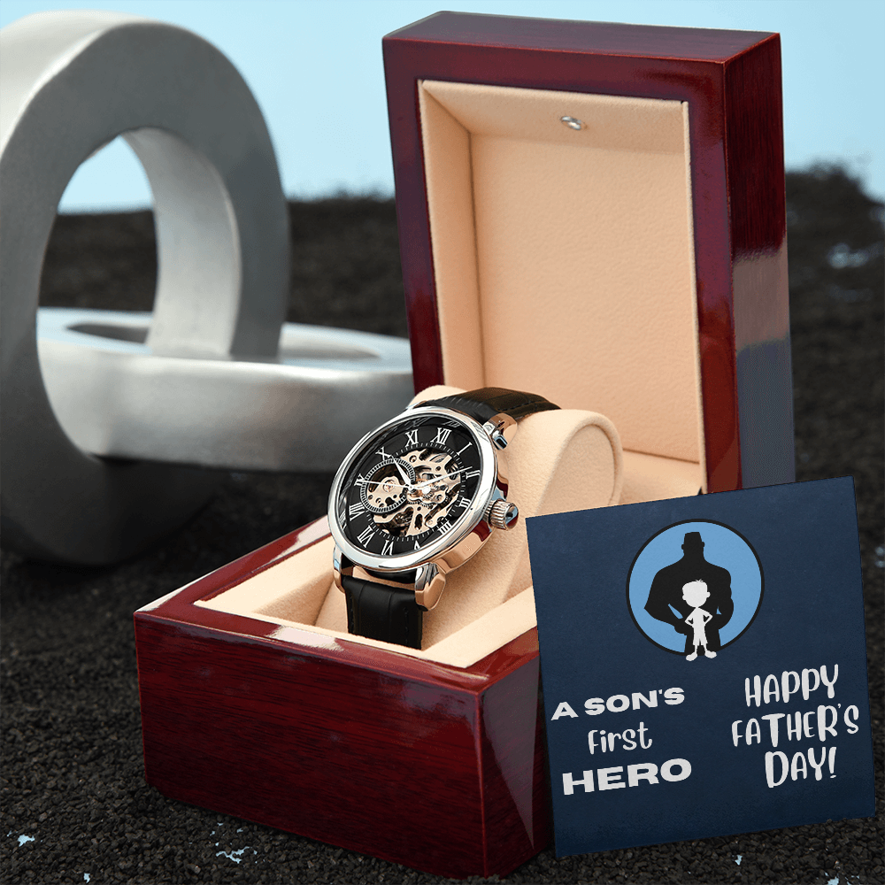 A Son's First Hero / Men's Openwork Watch