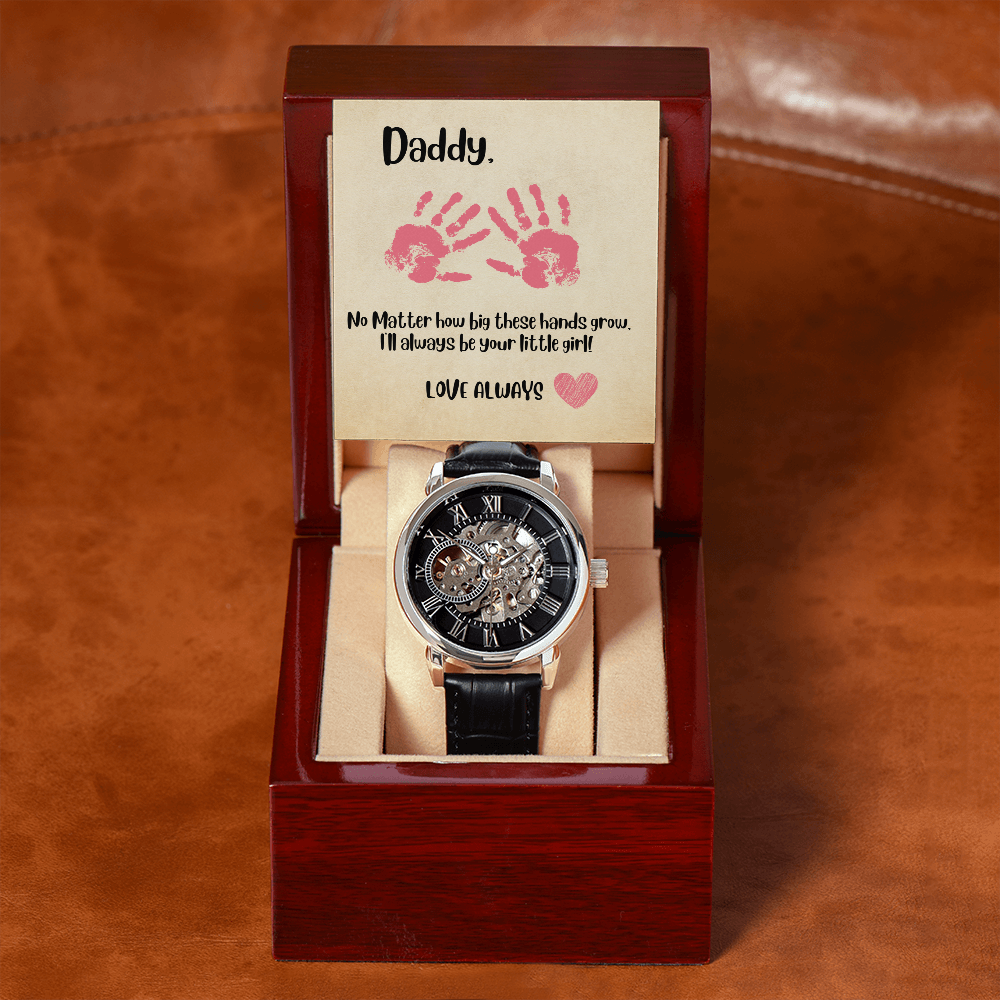 Daddy Pink Hands/ Men's Openwork Watch