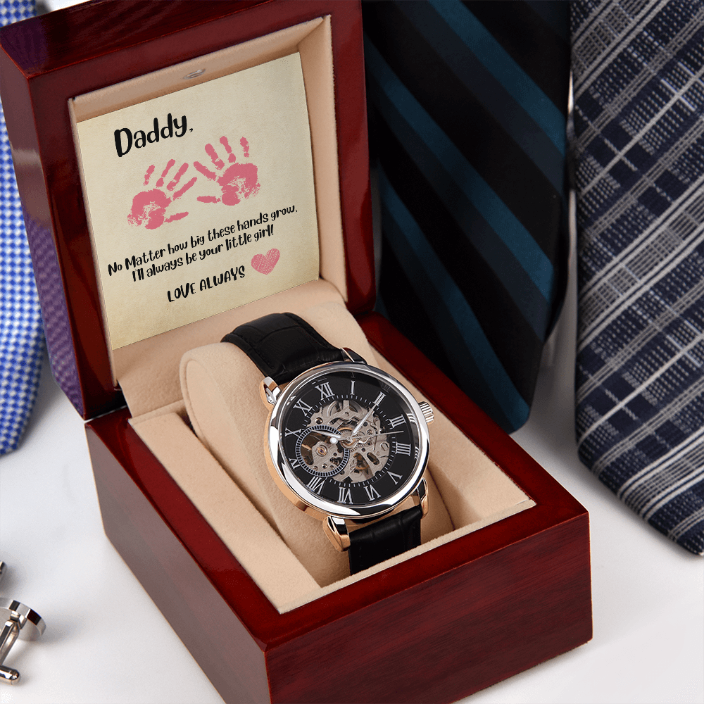 Daddy Pink Hands/ Men's Openwork Watch