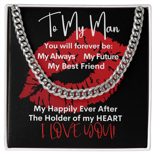 My Man Big Red Lips Cuban Chain Necklace