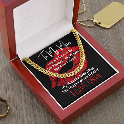 My Man Big Red Lips Cuban Chain Necklace