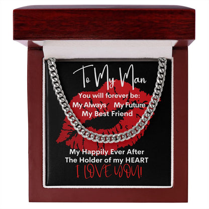 My Man Big Red Lips Cuban Chain Necklace