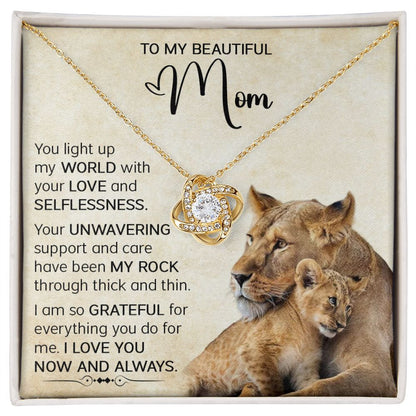 Mom Lioness My World Love Knot Necklace