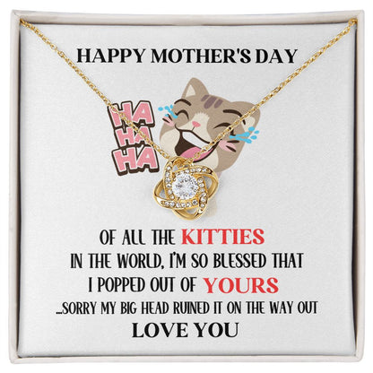 Mother's Day Your Brown Kitty Love Knot Necklace