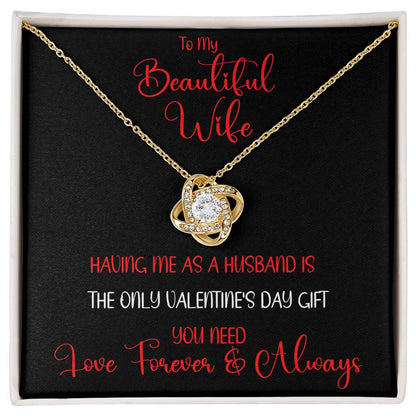 Beautiful Wife Only Gift Love Knot Necklace  Red