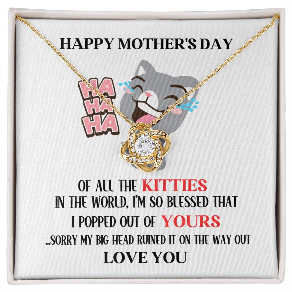 Happy Mother's Day Your Grey Kitty Love Knot Necklace