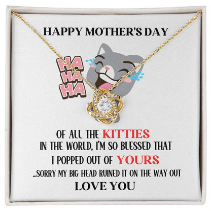Happy Mother's Day Your Grey Kitty Love Knot Necklace