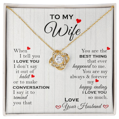 Wife Best Thing Red Hearts Love Knot Necklace
