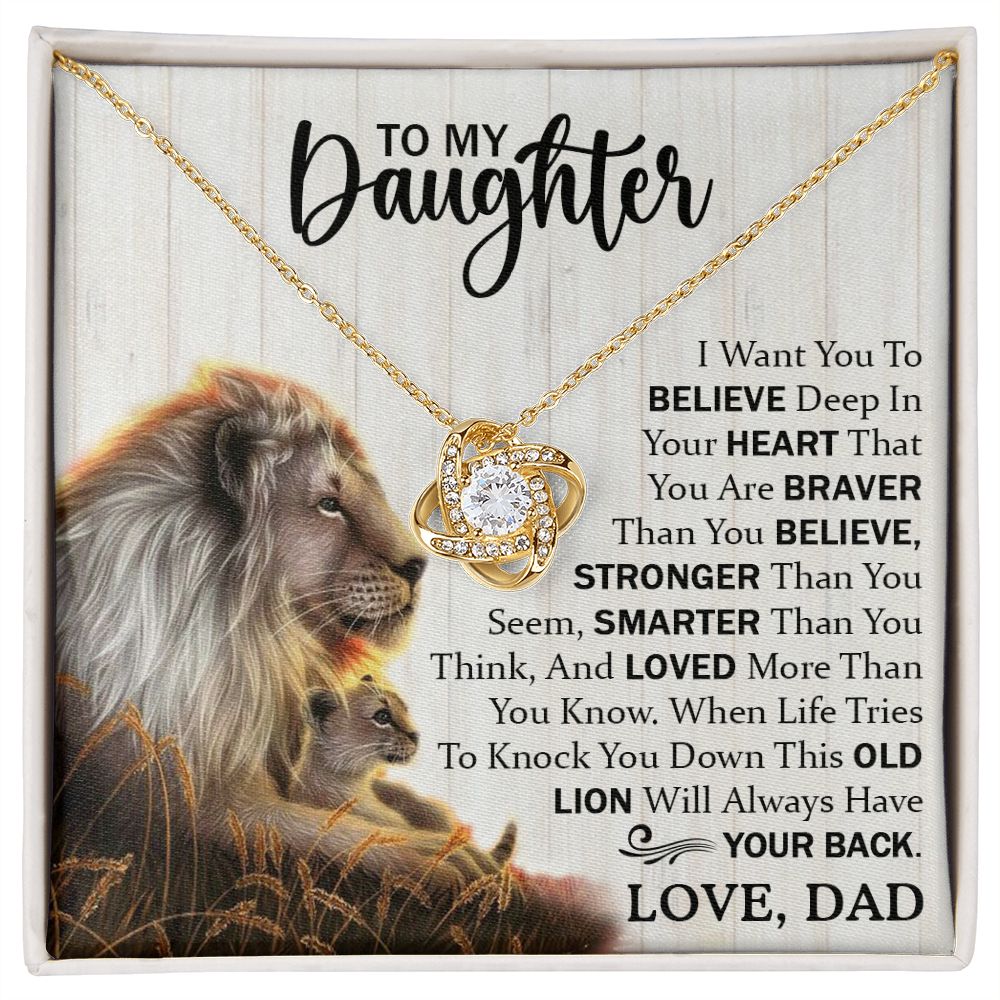 Daughter Dad Old Lion Believe Love Knot Necklace