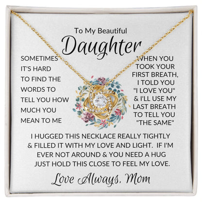 Beautiful Daughter Flower Ring Love Knot Necklace