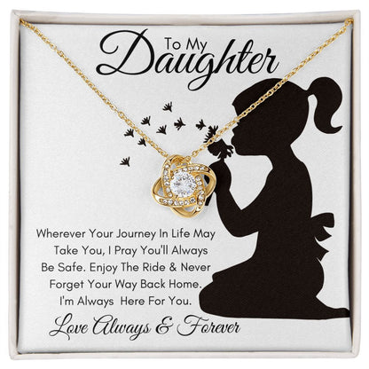 Daughter Silhouette Journey / Love Knot Necklace