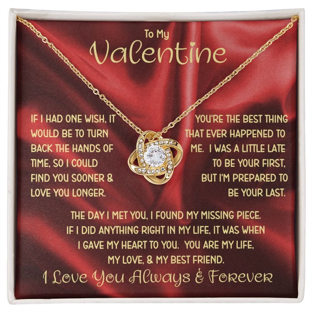 My Valentine Red Love Knot Necklace